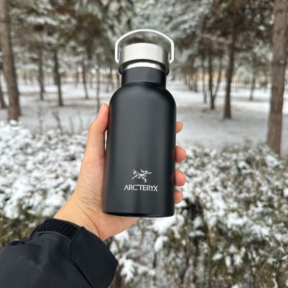 Arc'teryx Matte Black Insulated 12oz Bottle outdoor hiking water camping gift